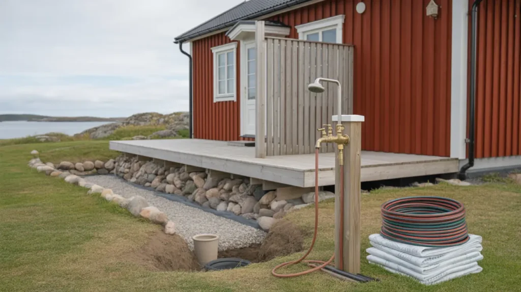 svalka dig i juni s bygger du en utedusch vatten avlopp regler och kostnad